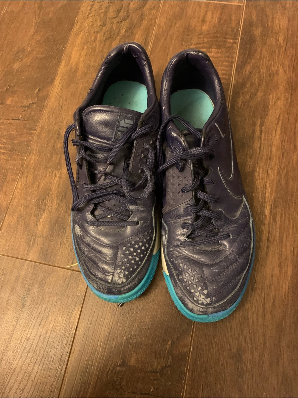 Men's Navy soccer cleats with Teal Accents